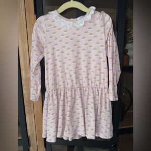 The Proper Peony long sleeve rainbows dress ruffle collar toddler girl pima